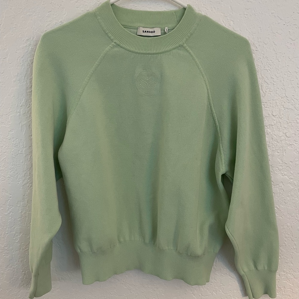 Sandro Green Crew Neck Sweater